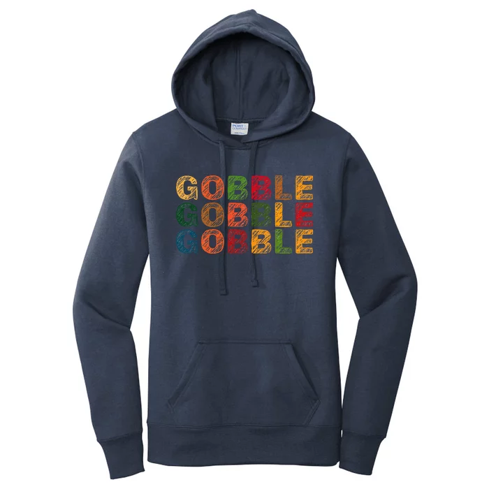 Gobble Gobble Turkey Thanksgiving Day Gifts Trot Women's Pullover Hoodie