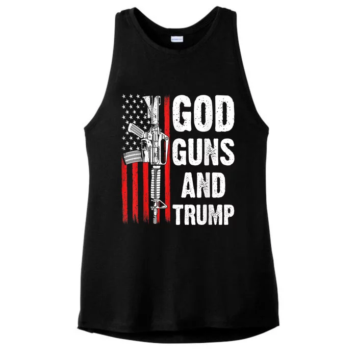 God Guns & Trump Patriotic USA 2nd Amendment American Flag Ladies Tri-Blend Wicking Tank