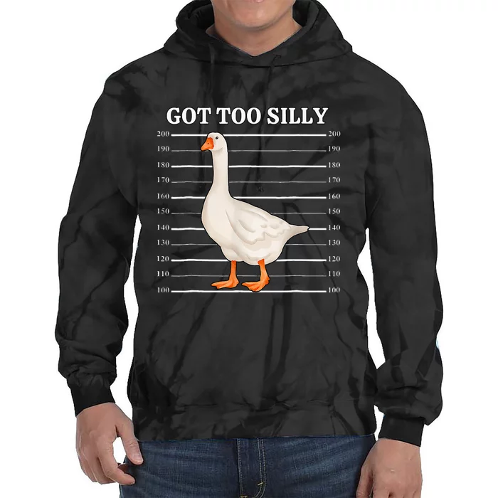 Goose Got Too Silly Funny Silly Goose Mugshot Meme Tie Dye Hoodie