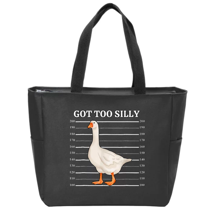 Goose Got Too Silly Funny Silly Goose Mugshot Meme Zip Tote Bag