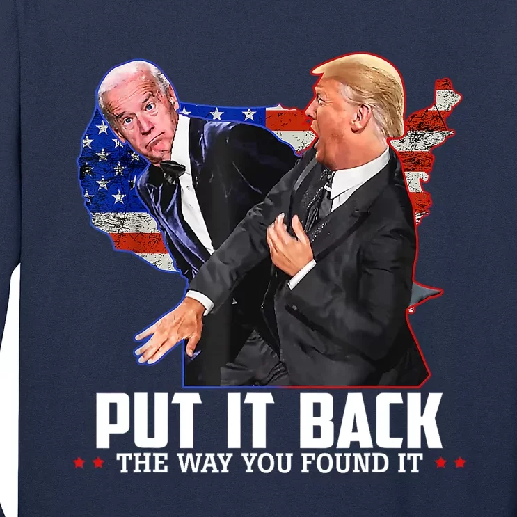 Great Gift Trump Slap Anti Biden Patriots Patriotic American Flag Long Sleeve Shirt