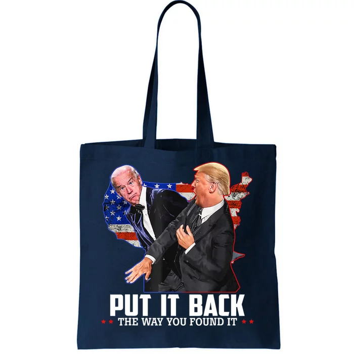 Great Gift Trump Slap Anti Biden Patriots Patriotic American Flag Tote Bag