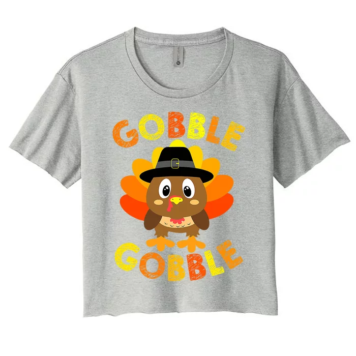 Gobble Gobble Turkey Baby Outfit Thanksgiving Gifts Women's Crop Top Tee