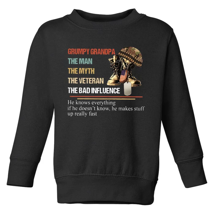 Grumpy Grandpa The Man The Myth The Veteran Toddler Sweatshirt