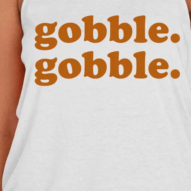 Gobble Gobble Thanksgiving Turkey Holiday Women's Knotted Racerback Tank