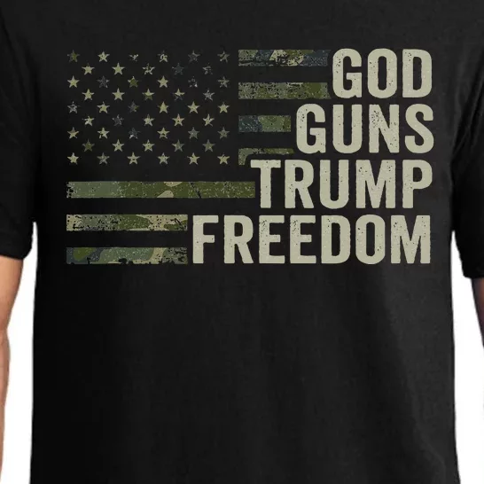 God Guns Trump Freedom Funny Camouflage Pro Gun Usa Flag Pajama Set