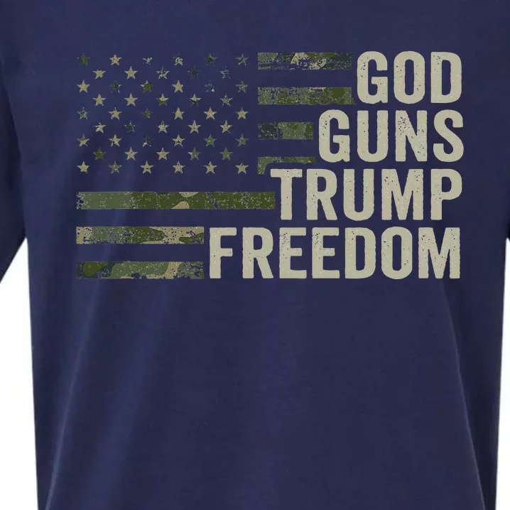 God Guns Trump Freedom Funny Camouflage Pro Gun Usa Flag Sueded Cloud Jersey T-Shirt