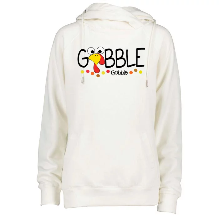 Gobble Gobble Thanksgiving Turkey Festive Womens Funnel Neck Pullover Hood