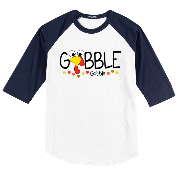 Gobble Gobble Thanksgiving Turkey Festive Baseball Sleeve Shirt