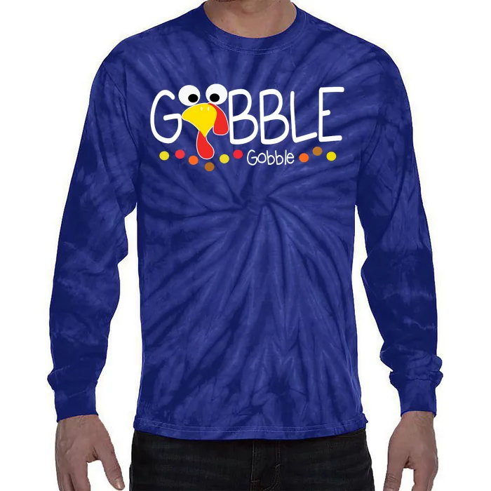 Gobble Gobble Thanksgiving Turkey Festive Tie-Dye Long Sleeve Shirt