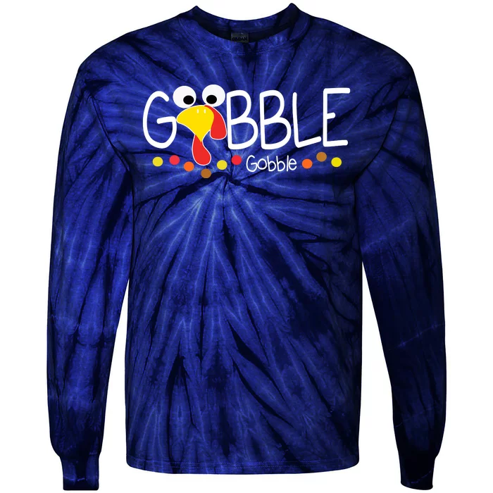 Gobble Gobble Thanksgiving Turkey Festive Tie-Dye Long Sleeve Shirt