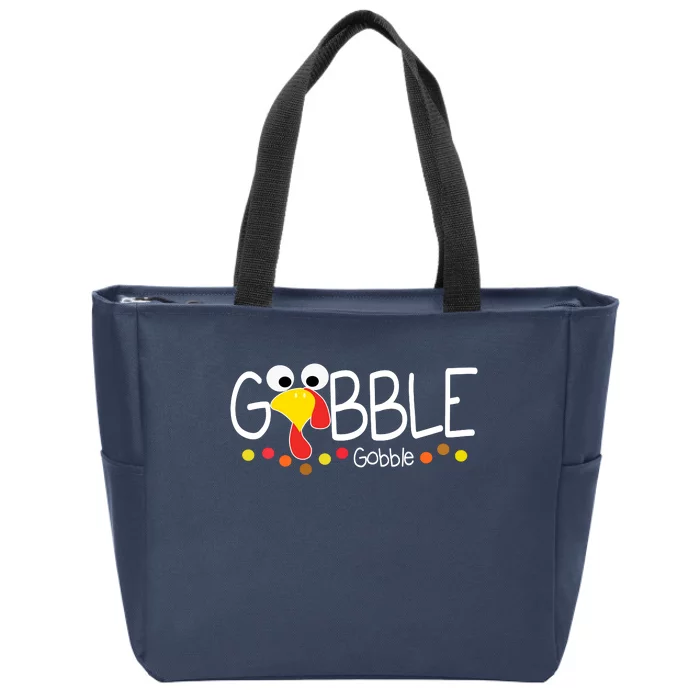 Gobble Gobble Thanksgiving Turkey Festive Zip Tote Bag