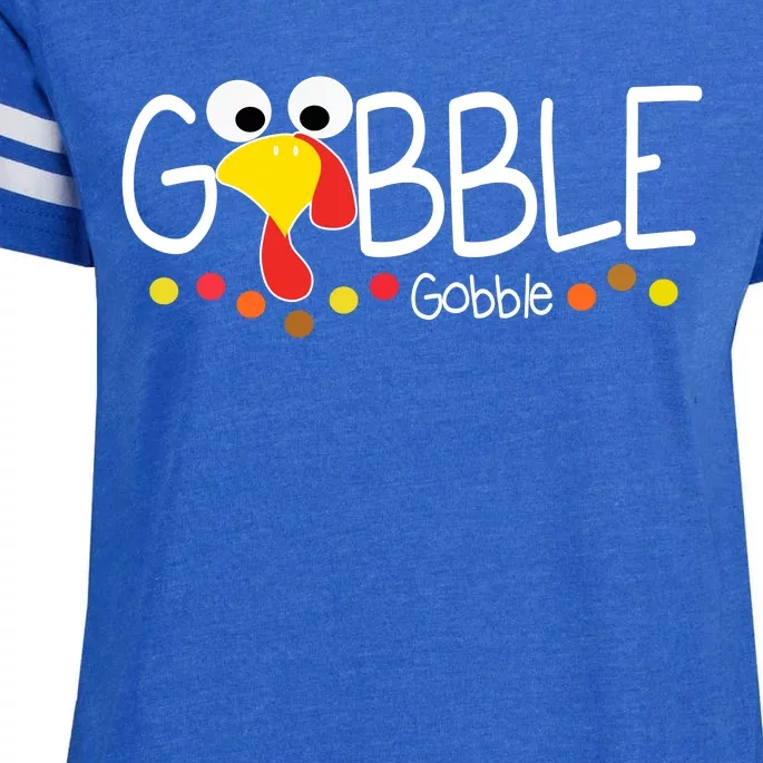 Gobble Gobble Thanksgiving Turkey Festive Enza Ladies Jersey Football T-Shirt