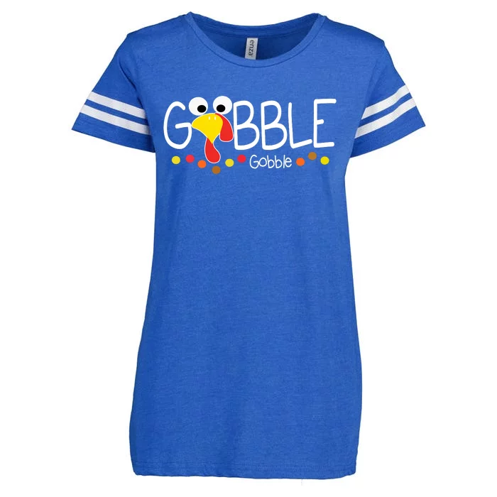 Gobble Gobble Thanksgiving Turkey Festive Enza Ladies Jersey Football T-Shirt