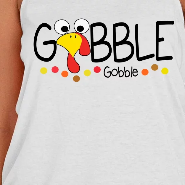 Gobble Gobble Thanksgiving Turkey Festive Women's Knotted Racerback Tank