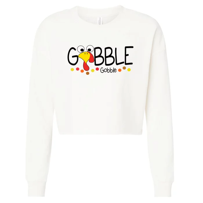 Gobble Gobble Thanksgiving Turkey Festive Cropped Pullover Crew