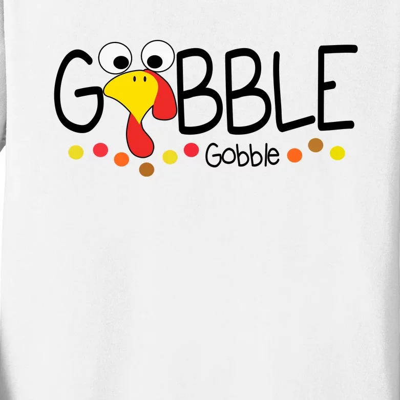 Gobble Gobble Thanksgiving Turkey Festive Kids Long Sleeve Shirt