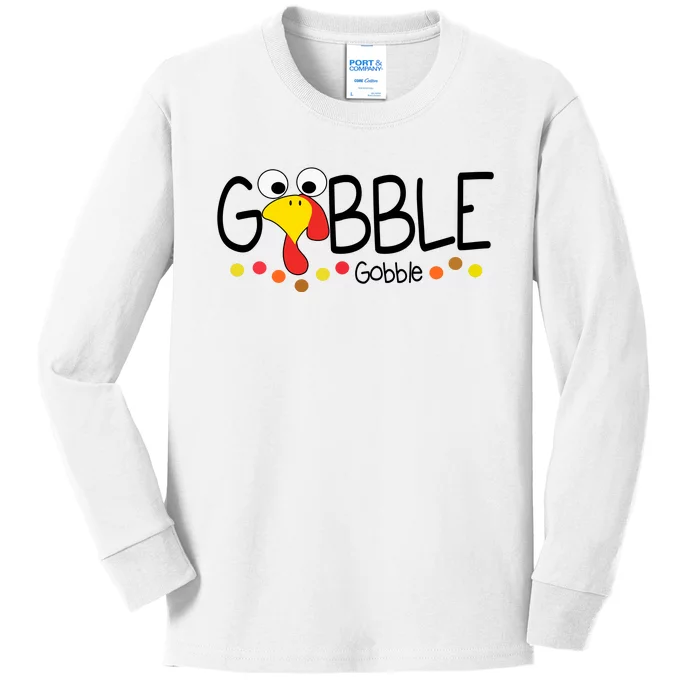 Gobble Gobble Thanksgiving Turkey Festive Kids Long Sleeve Shirt