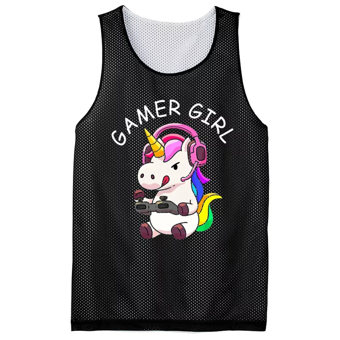 Gamer Girl Unicorn Gaming Cute Video Game Gift Women Mesh Reversible Basketball Jersey Tank