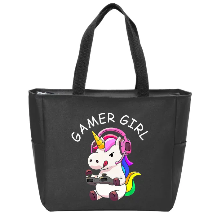 Gamer Girl Unicorn Gaming Cute Video Game Gift Women Zip Tote Bag