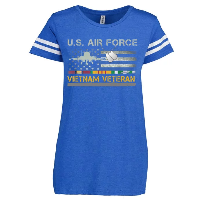 Great Gift US Air Force Vietnam Veteran USAF Veteran USA Flag Gift Enza Ladies Jersey Football T-Shirt