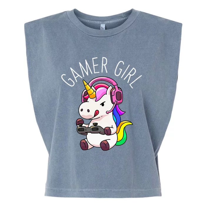 Gamer Girl Unicorn Gaming Cute Video Game Gift Garment-Dyed Women's Muscle Tee