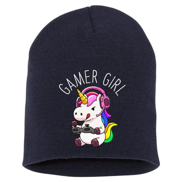 Gamer Girl Unicorn Gaming Cute Video Game Gift Short Acrylic Beanie