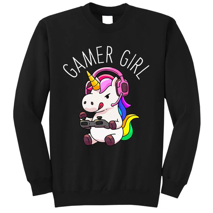 Gamer Girl Unicorn Gaming Cute Video Game Gift Women Tall Sweatshirt