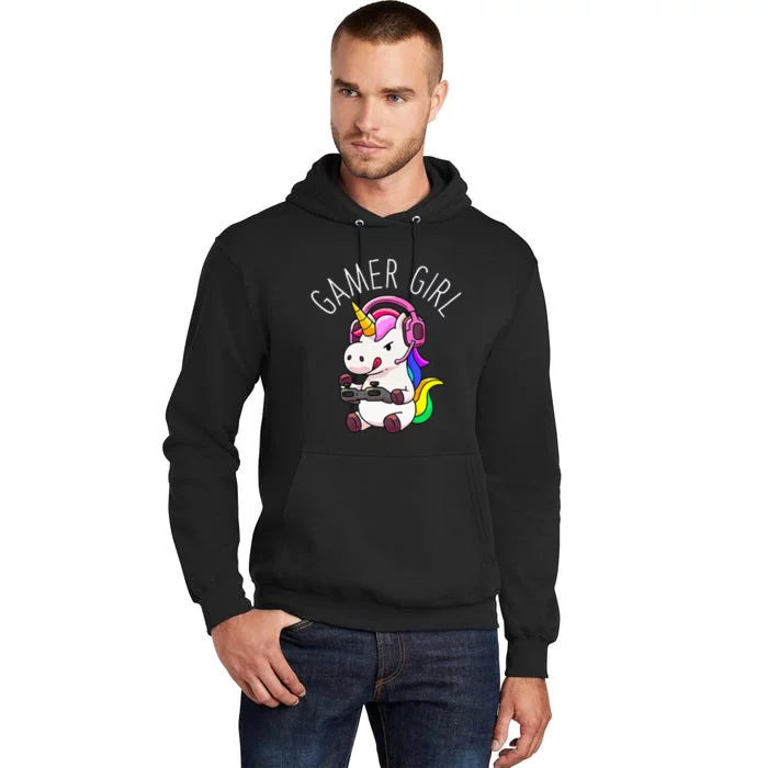 Gamer Girl Unicorn Gaming Cute Video Game Gift Women Tall Hoodie