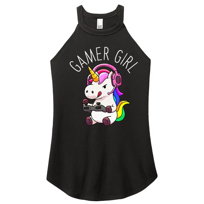 Gamer Girl Unicorn Gaming Cute Video Game Gift Women Women’s Perfect Tri Rocker Tank