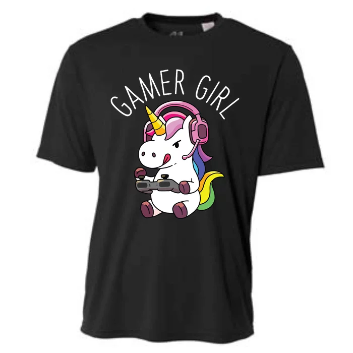 Gamer Girl Unicorn Gaming Cute Video Game Gift Girls Cooling Performance Crew T-Shirt