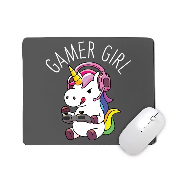 Gamer Girl Unicorn Gaming Cute Video Game Gift Girls Mousepad