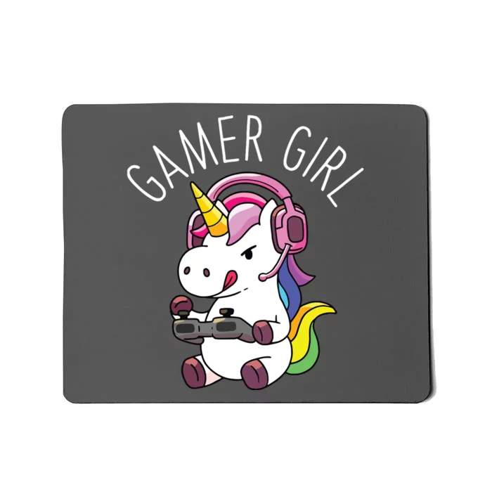 Gamer Girl Unicorn Gaming Cute Video Game Gift Girls Mousepad