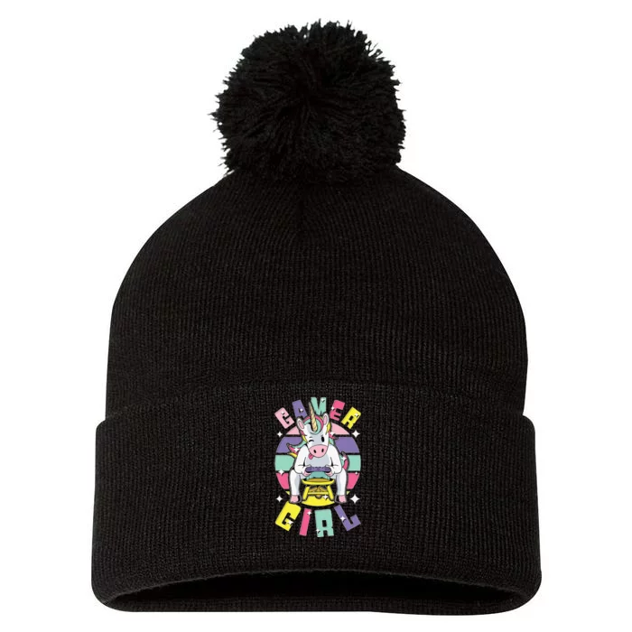 Gamer Girl Unicorn Pom Pom 12in Knit Beanie