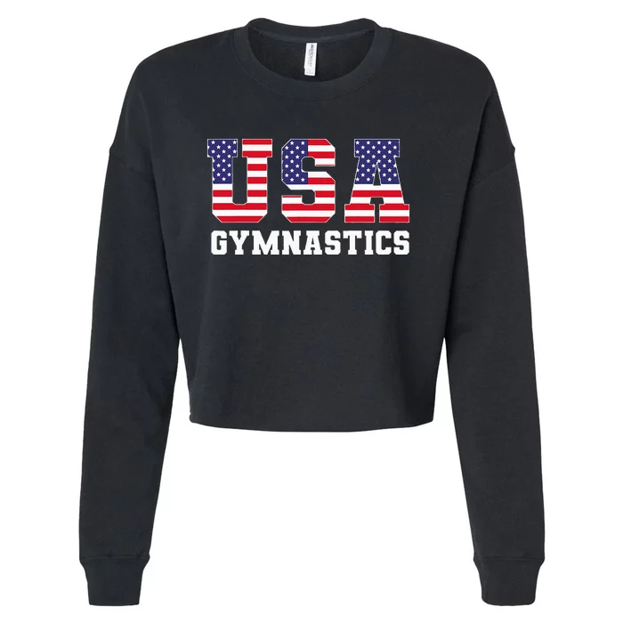 Gymnast Gymnastics Usa American Flag Cropped Pullover Crew