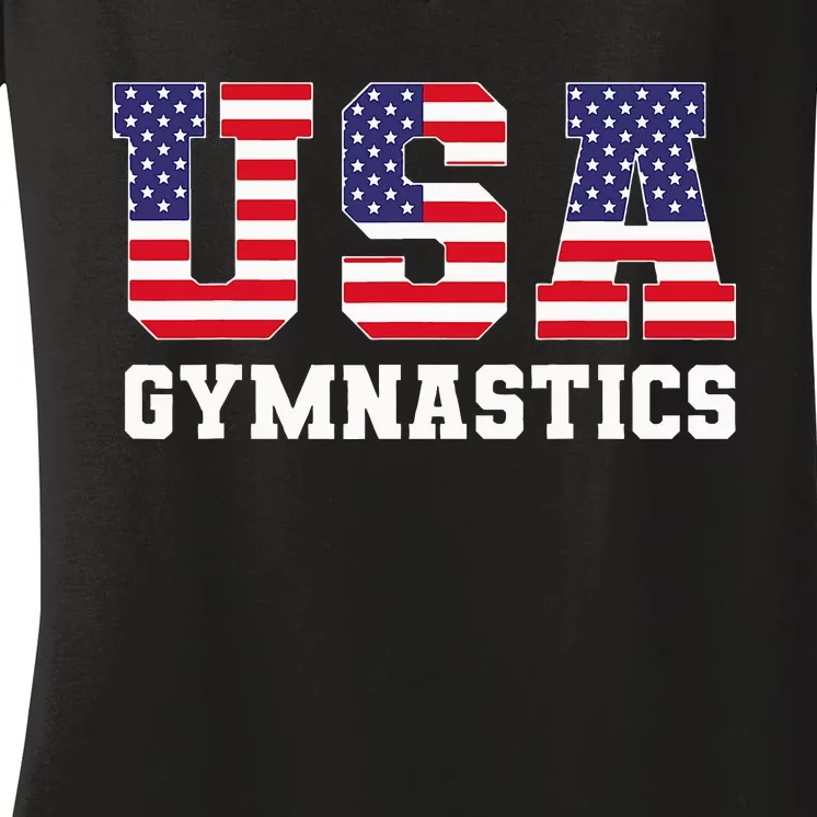 Gymnast Gymnastics Usa American Flag Women's V-Neck T-Shirt