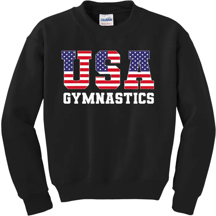 Gymnast Gymnastics Usa American Flag Kids Sweatshirt