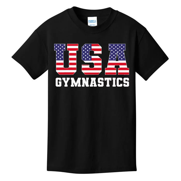 Gymnast Gymnastics Usa American Flag Kids T-Shirt