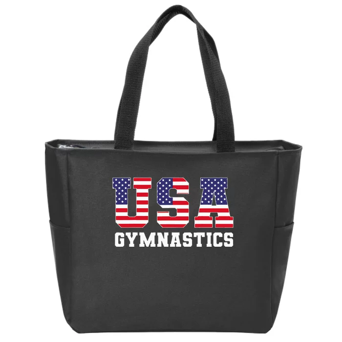 Gymnast Gymnastics Usa American Flag Zip Tote Bag