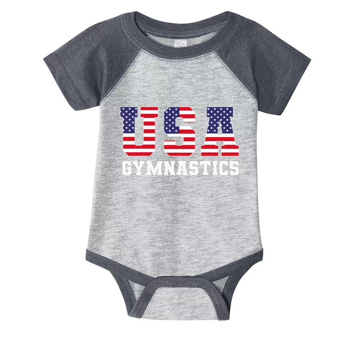 Gymnast Gymnastics Usa American Flag Infant Baby Jersey Bodysuit