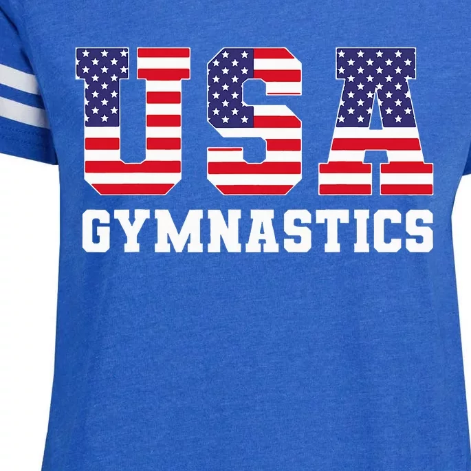 Gymnast Gymnastics Usa American Flag Enza Ladies Jersey Football T-Shirt