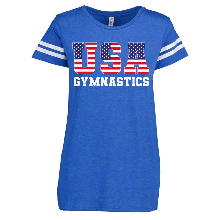 Gymnast Gymnastics Usa American Flag Enza Ladies Jersey Football T-Shirt