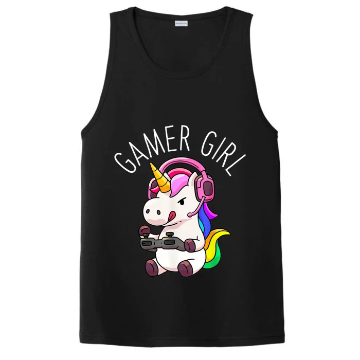 Gamer Girl Unicorn Gaming Cute Video Game Gift Performance Tank