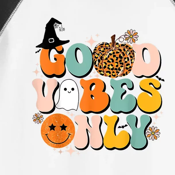 Groovy Good Vibes Only Pumpkin Ghost Spooky Season Halloween Funny Gift Toddler Fine Jersey T-Shirt