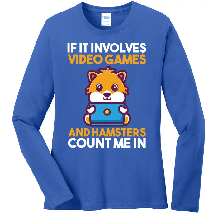 Games Gamer Video Games Hamster Cool Gift Ladies Long Sleeve Shirt