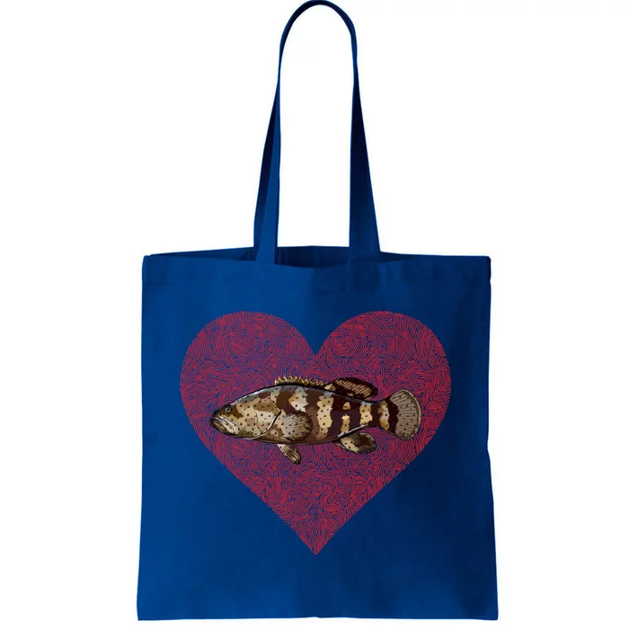 Goliath Grouper Valentines Day Fish Love Fingerprint Meaningful Gift Tote Bag