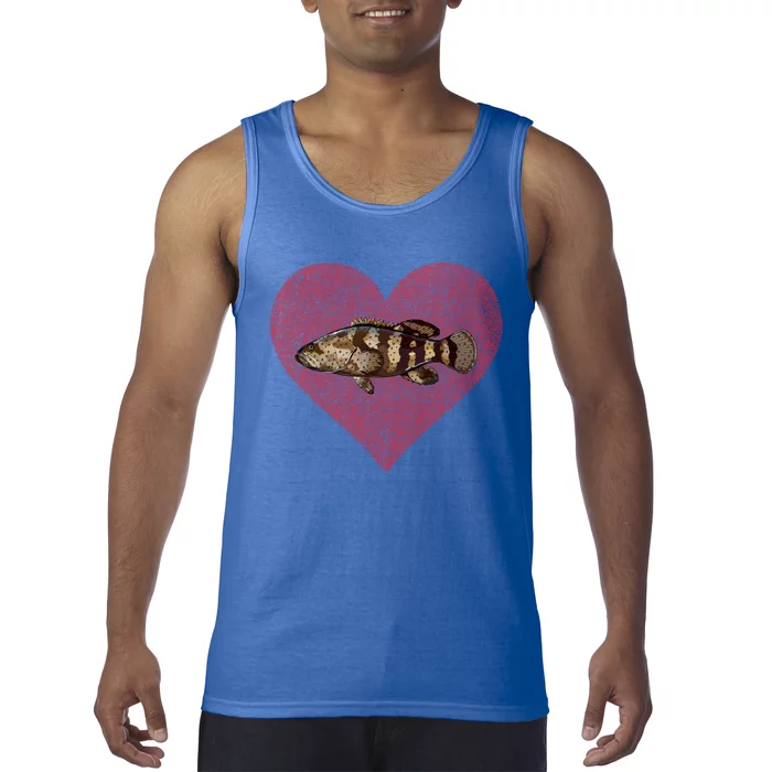 Goliath Grouper Valentines Day Fish Love Fingerprint Meaningful Gift Tank Top