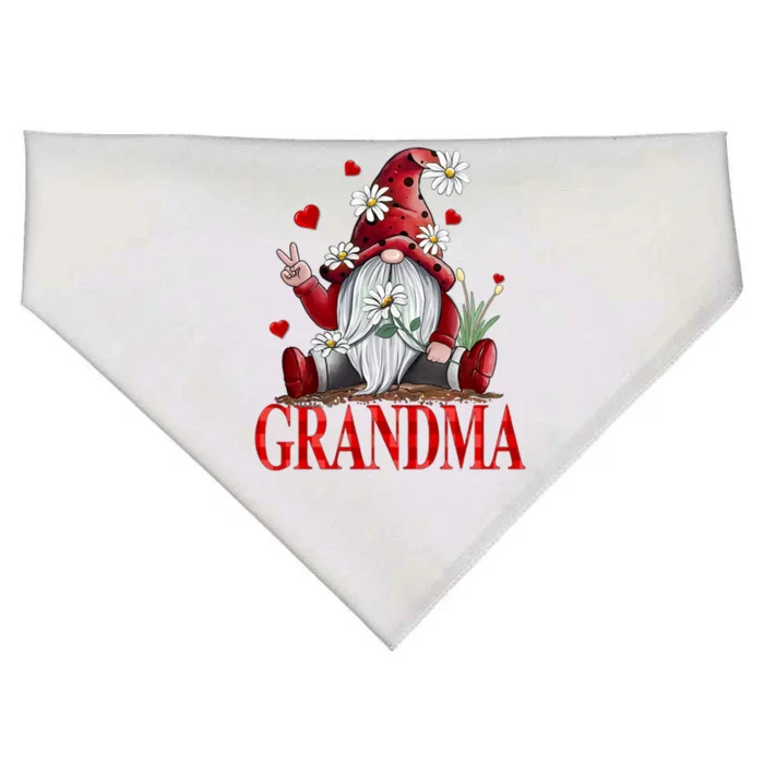 Grandma Gift Valentine Gnome Hippie Beetle Daisy Flower Gnome Gift USA-Made Doggie Bandana