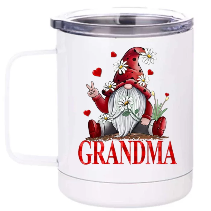 Grandma Gift Valentine Gnome Hippie Beetle Daisy Flower Gnome Gift Front & Back 12oz Stainless Steel Tumbler Cup