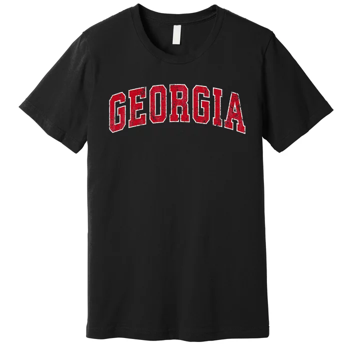 Georgia GA Vintage Sports Design Red Design Premium T-Shirt